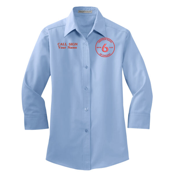 SMCC Embroidered Logo - Women's 3/4 Sleeve Button Down Shirt Thumbnail